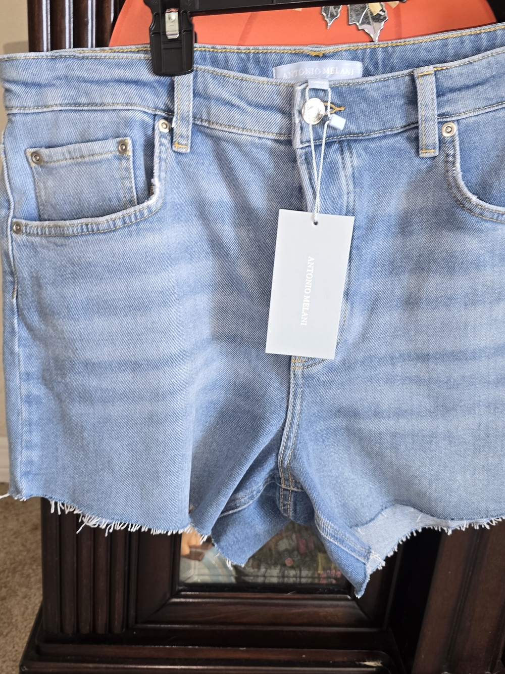 ANTONIO MELANI Light Wash Denim Cutoff Shorts